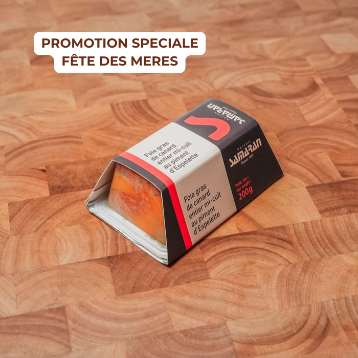 Foie gras de canard entier mi-cuit au piment d'Espelette 200g
