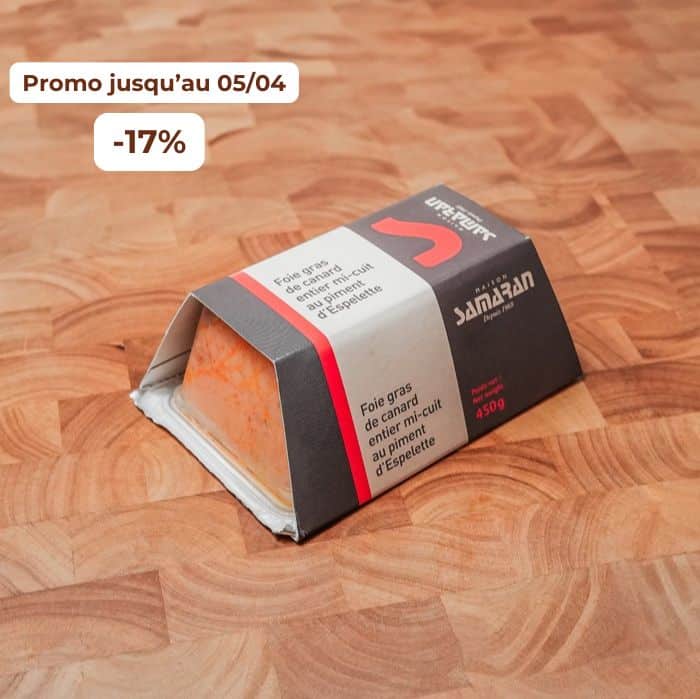 Foie gras de canard entier mi-cuit au piment d'Espelette 450g