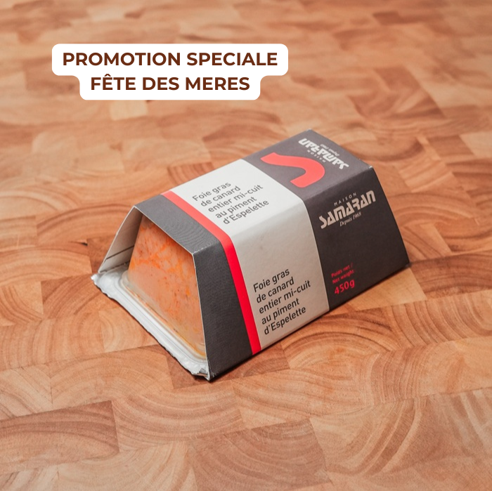 Foie gras de canard entier mi-cuit au piment d'Espelette 450g