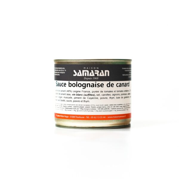 Sauce bolognaise de canard en boite en fer