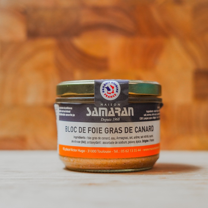 Bloc de foie gras de canard en bocal