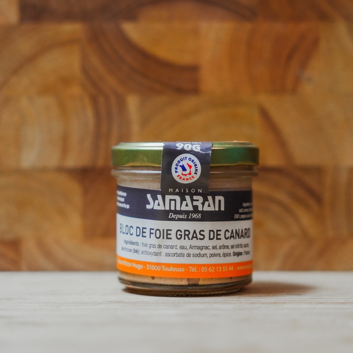 Bloc de foie gras de canard en bocal