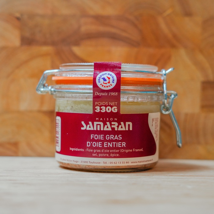Foie gras d'oie entier dans un bocal