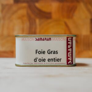 Foie gras d'oie entier dans une boite fer