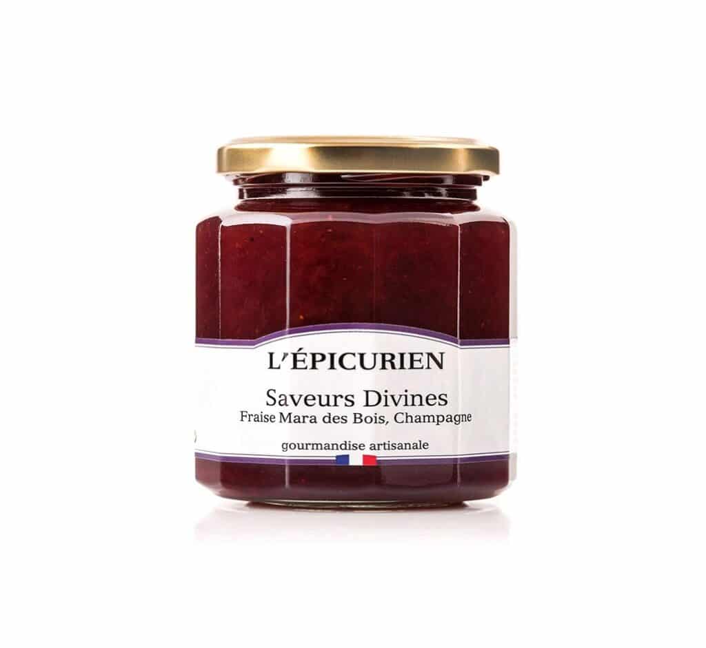 Confiture Saveurs divines, Fraises mara des bois et Champagne, L'Epicurien 1