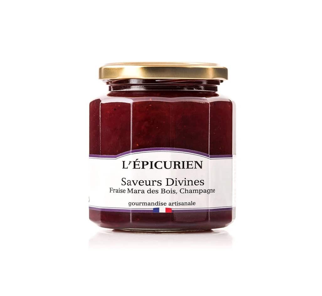 Confiture Saveurs divines, Fraises mara des bois et Champagne, L'Epicurien 1