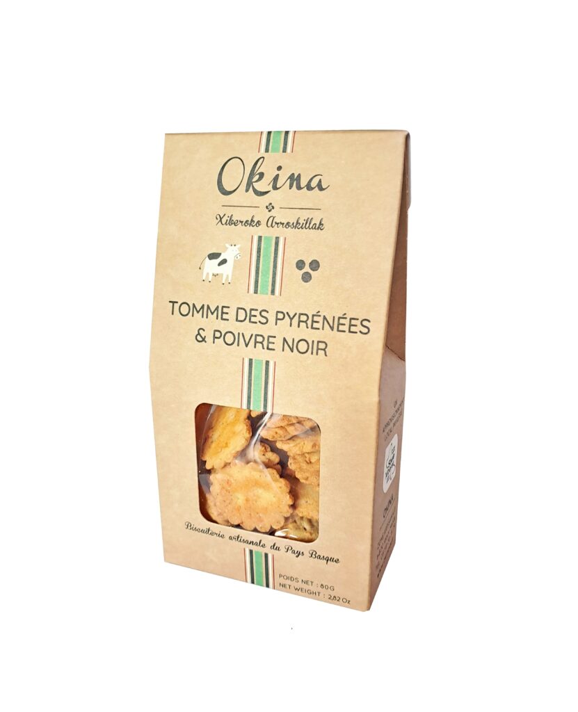 Biscuits fromage tomme des Pyrénées et poivre noir, Okina